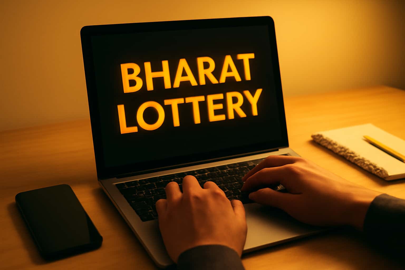 An informative scene depicting the process of accessing the Bharat Lottery online, with a focus on user experience.