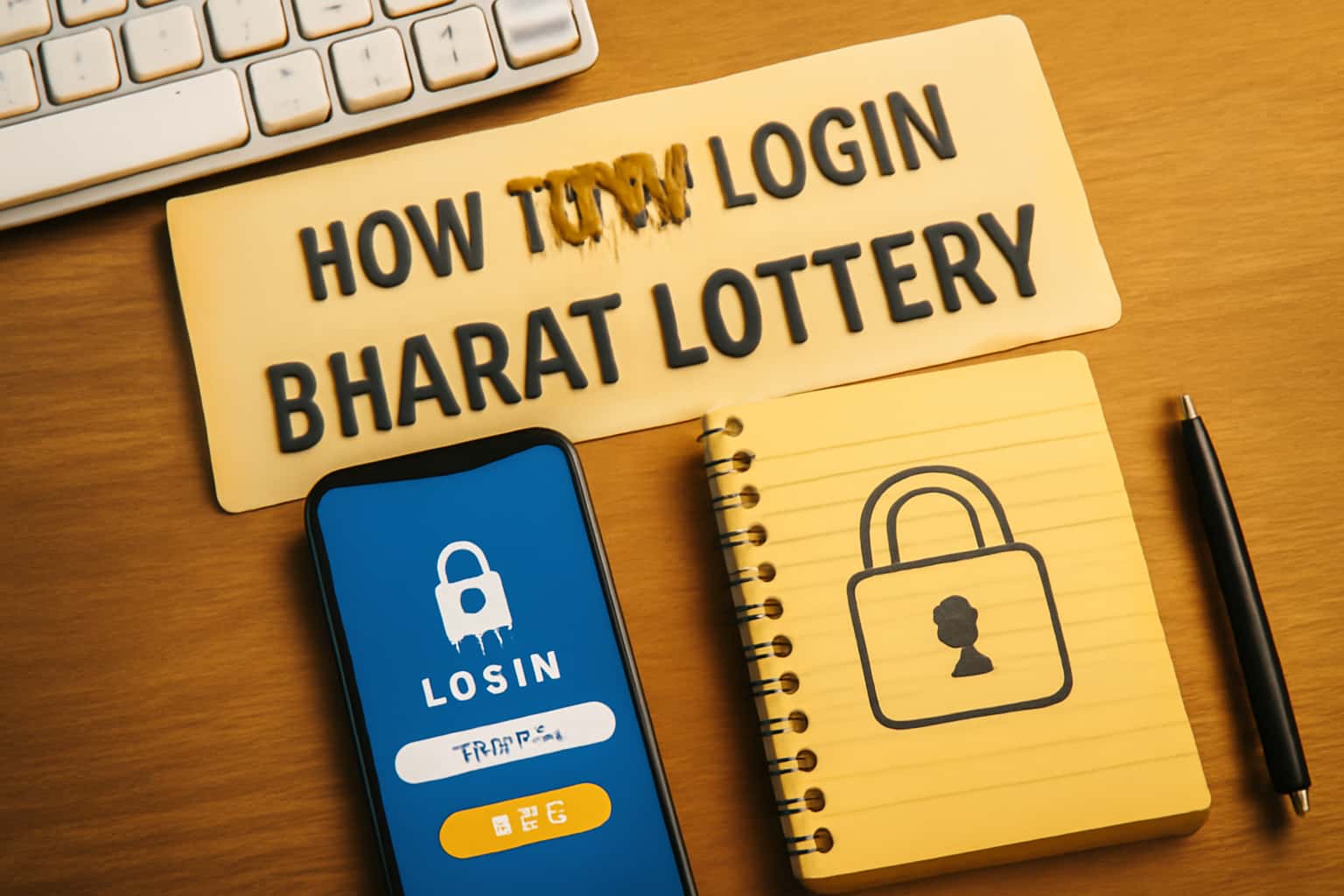 An informative illustration about fixing login issues for Bharat Lottery.