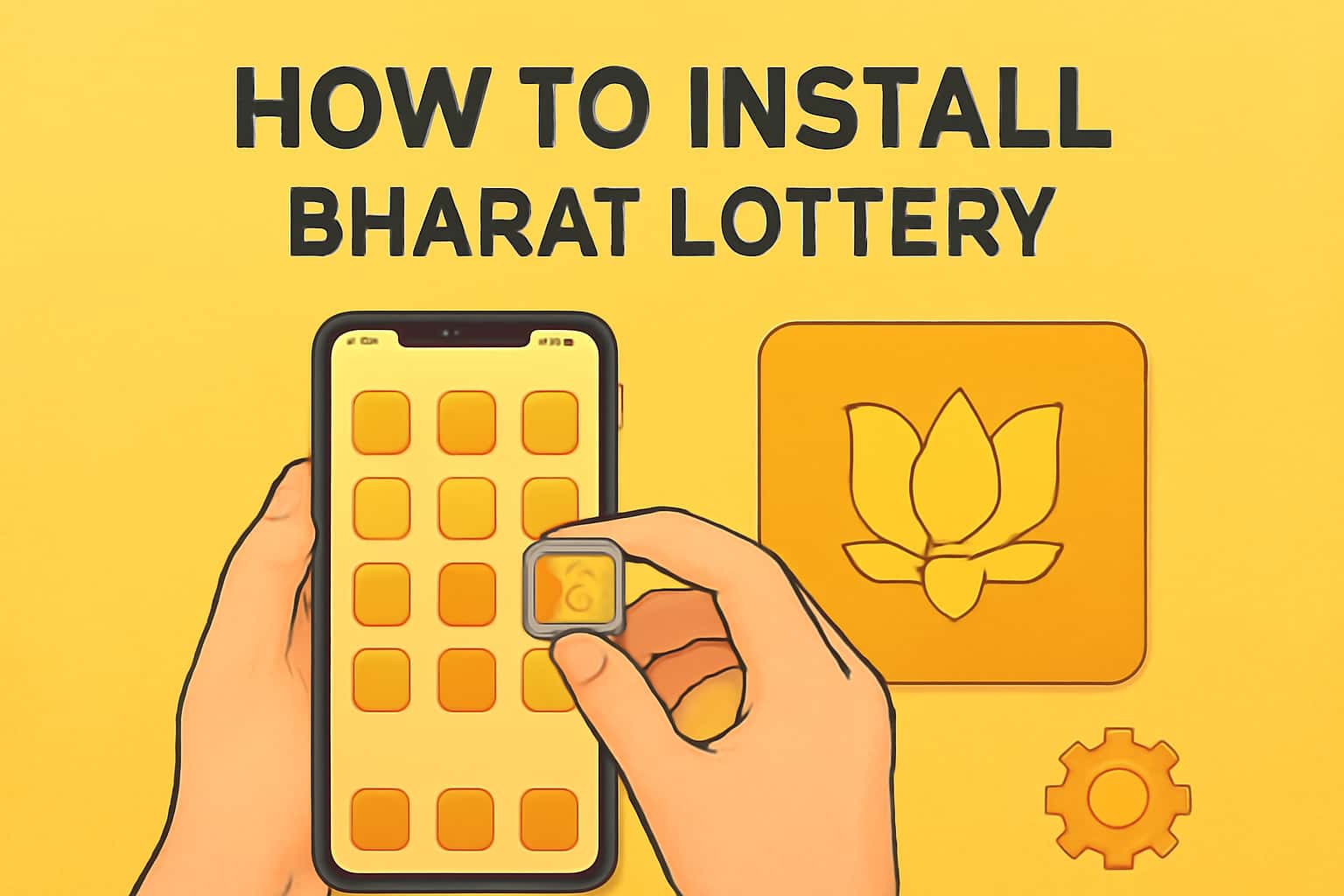 Informational illustration about the installation process of the Bharat Lottery app.
