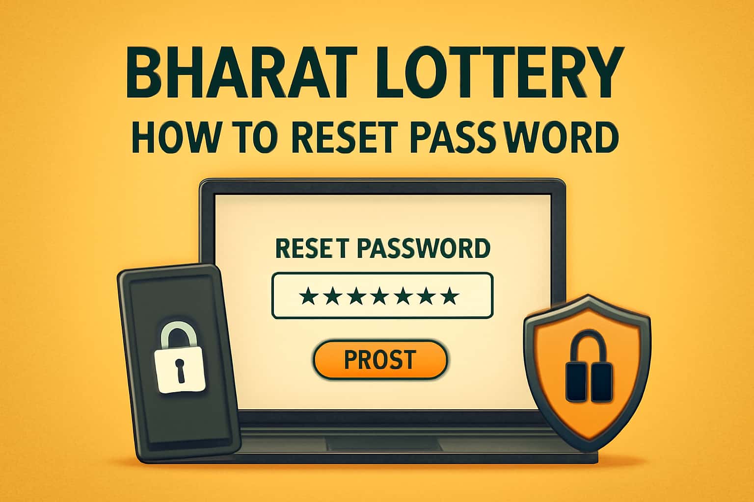 An informative graphic illustrating password reset for Bharat Lottery with a focus on security.