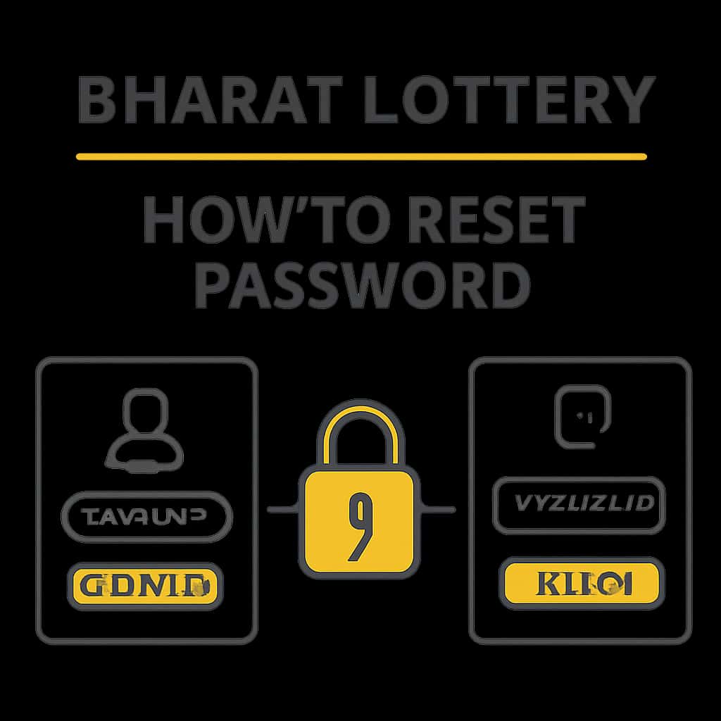 Illustration detailing steps to reset Bharat Lottery password.