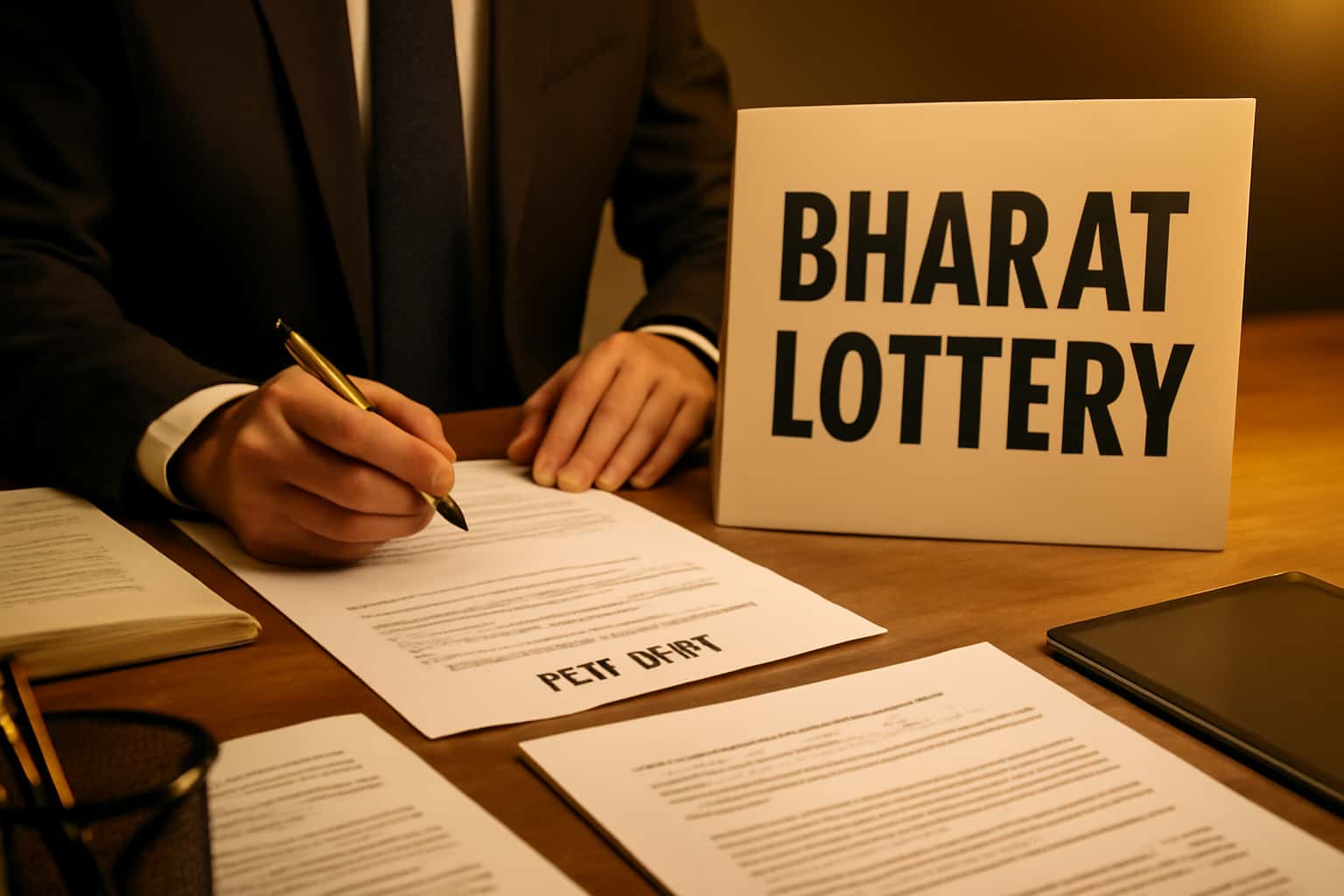 An informative visual representation focused on Bharat Lottery policies.