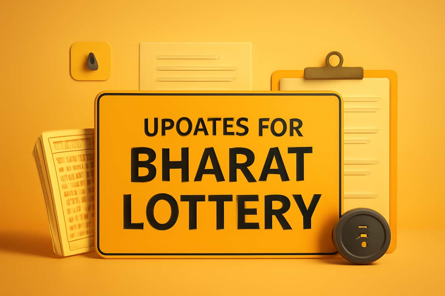 An informational scene illustrating updates about Bharat Lottery.